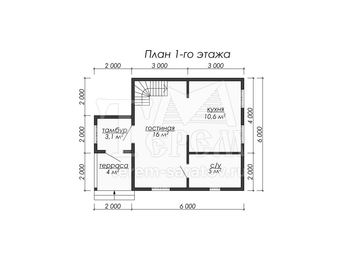 Фортуна 6К 6.0х6.0 м - 1 этаж